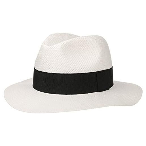 LIPODO cappello white night traveller donna/uomo - made in italy di paglia cappelli da uomo musicista con nastro grosgrain primavera/estate - s (54-55 cm) bianco