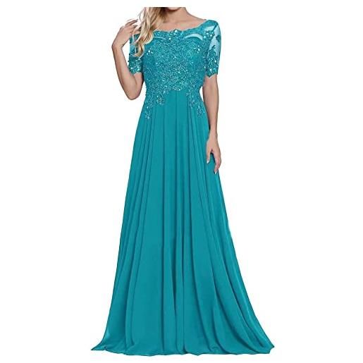 Sincemeet abiti per la madre della sposa in pizzo abito da sera in chiffon a maniche corte abito lungo da ballo