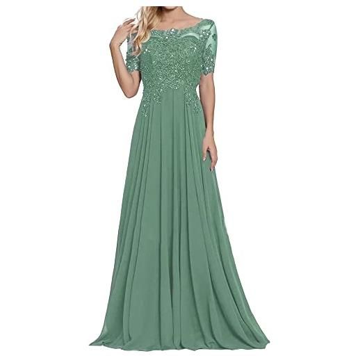 Sincemeet abiti per la madre della sposa in pizzo abito da sera in chiffon a maniche corte abito lungo da ballo
