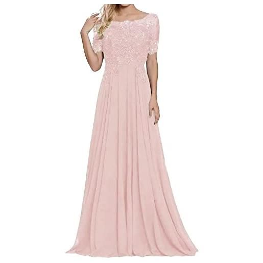 Sincemeet abiti per la madre della sposa in pizzo abito da sera in chiffon a maniche corte abito lungo da ballo