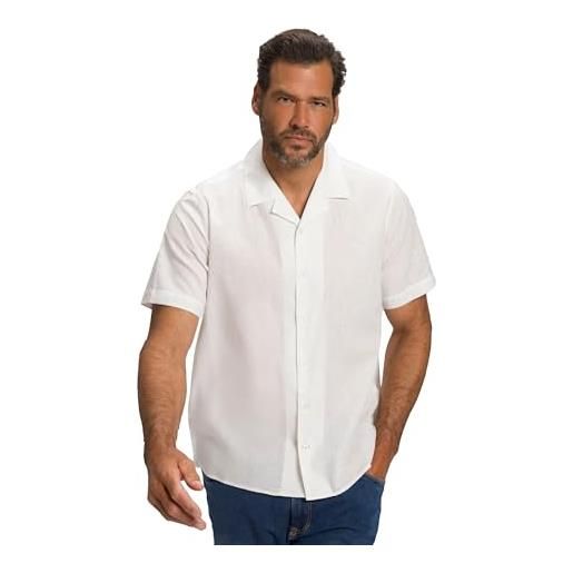 JP 1880 camicia misto lino, mezza manica, colletto a cuba, vestibilità moderna, vaniglia, xxxxxxxl uomo