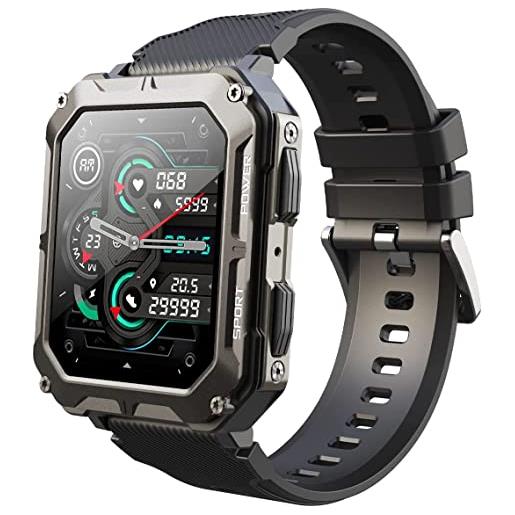 Okoman c20 pro orologio intelligente da uomo militare ip68 3atm tracker fitness per sport all'aria aperta 123 ore di monitoraggio della salute 380mah smartwatch da 1,83 pollici