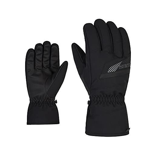 Ziener guanti da sci gordan da uomo, impermeabili, traspiranti, nero/grafite, 8,5