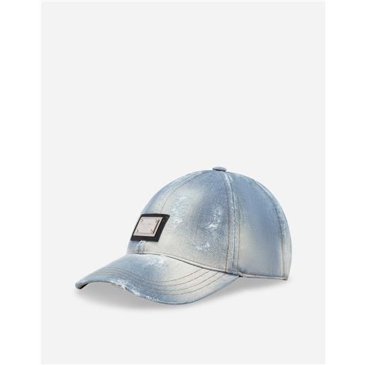 Dolce & Gabbana cappello baseball in denim con placca logata
