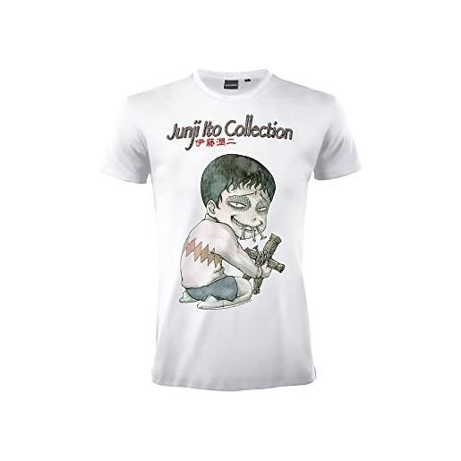 Fashion UK junji ito collection, maglietta ufficiale con motivo souichi tsujii voodoo, t-shirt maniche corte con stampa frontale, con ologramma di autenticità, 100% cotone, colore bianco (m)