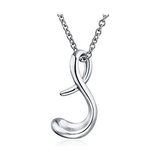 Bling Jewelry lettera s alfabeto corsivo script iniziale collana ciondolo per le donne. 925 sterling silver 18 pollici