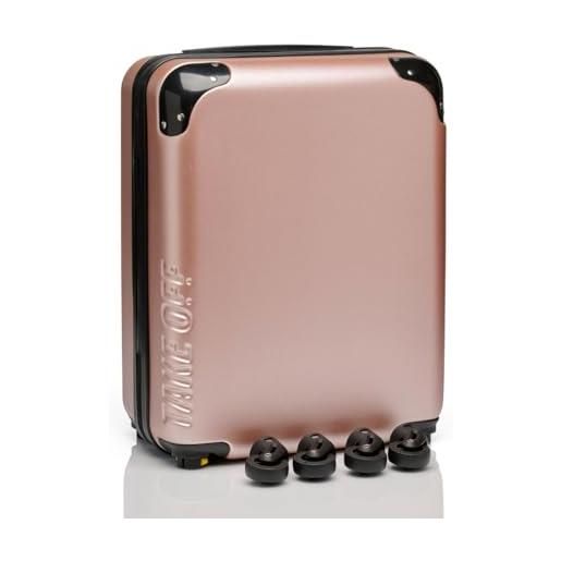 Take OFF Luggage trasformate da bagaglio a mano rigido da sottosella, oro rosa, 18 inch - 2.0, bagaglio rigido con ruote girevoli rimovibili