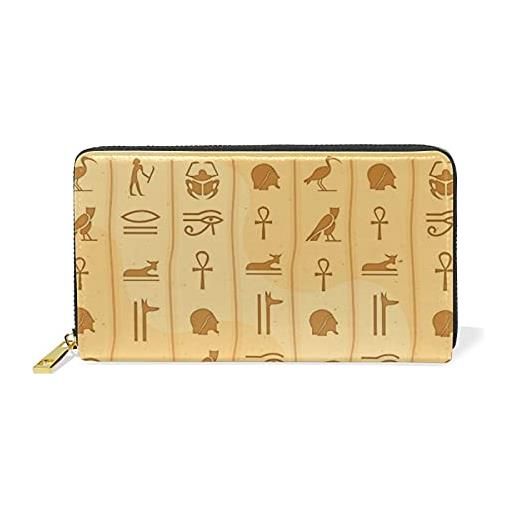 Mnsruu etnico egitto simboli egiziani portafoglio da donna portamonete in vera pelle con cerniera carte di credito ragazza ragazzo portafogli per telefono