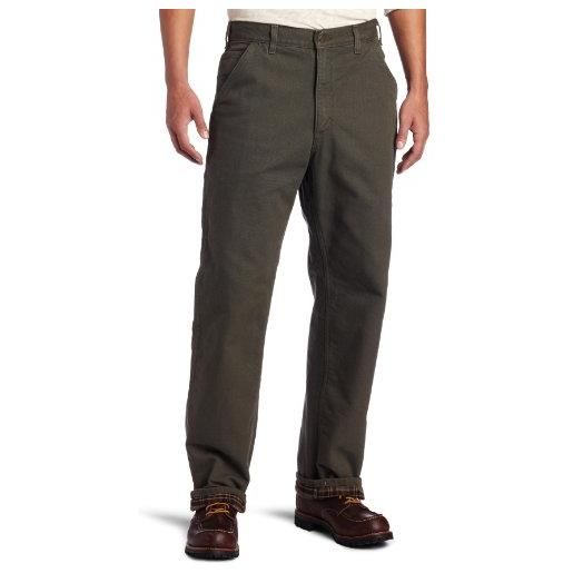 Carhartt pantaloni da lavoro da uomo, vestibilità ampia, foderati in flanella, colore anatra lavato, muschio, 30w x 32l