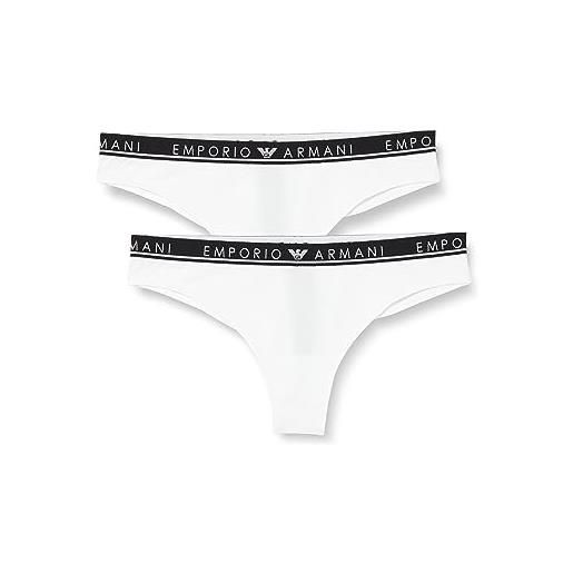 Emporio Armani women's 2-pack iconic logoband brazilian brief slip, white, xs (pacco da 2) da donna