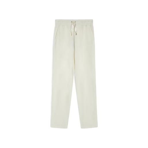FREDDY - pantaloni regular fit in felpa viscosa con fondo dritto, donna, bianco, extra large