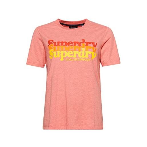 Superdry vintage scripted infill tee camicia, corallo rosso heather, 40 donna