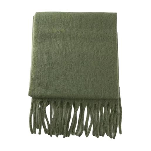 MdybF sciarpa donna sciarpa spessa solida per donne coperi inverno scialle caldo avvolge la femmina con nappa-11 verde militare