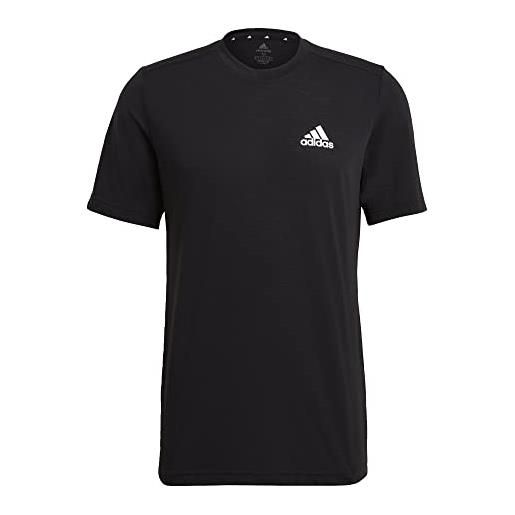 adidas aeroready design 2 move feelready sport tee t-shirt, nero/bianco, l uomo