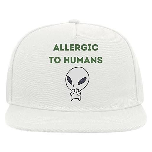 Generic allergico agli esseri umani cute alien sketch 5 pannelli snapback flat visor cap cappello baseball cappello bianco, bianco, taglia unica