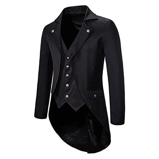 HJXX giacca frac da uomo con 5 bottoni floreale jacquard formale doppio petto slim fit elegante giacche da smoking per festa di nozze business, nero, large
