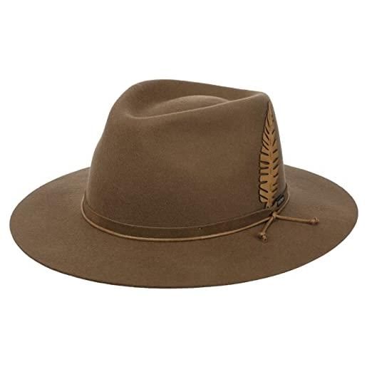 Stetson cappello in lana jacksfield donna/uomo - da pioggia di feltro outdoor con fascia pelle autunno/inverno - s (54-55 cm) marrone