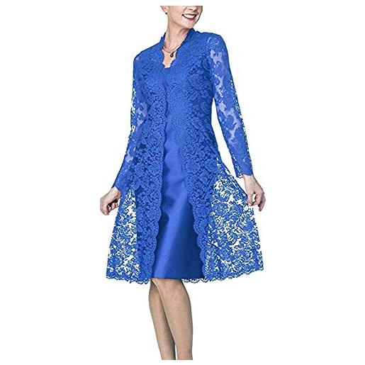 Leader of the Beauty 2 pezzi madre della sposa abiti da donna lunghezza tè abiti formali da donna con giacca in pizzo, oro rosa, 52