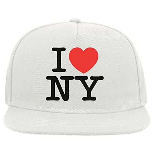 Generic i love ny i love new york snapback visiera piatta misto cotone cappello bianco, bianco, taglia unica