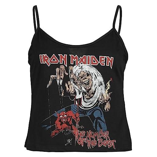Iron Maiden the number of the beast donna top nero l 100% cotone regular