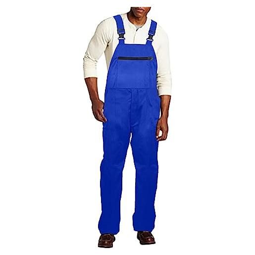 UnoSheng piccola tuta jeans salopette da uomo, vestibilità rilassata, abbigliamento da lavoro con spalline regolabili e pratiche tasche per attrezzi, blu, xxxxxl