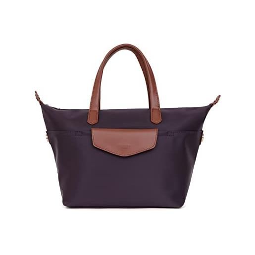 Hexagona paris tote donna-collezione pop-viola-in nylon-da portare mano piccola-borsa a tracolla, 38 x h: 22 x p: 11 cm