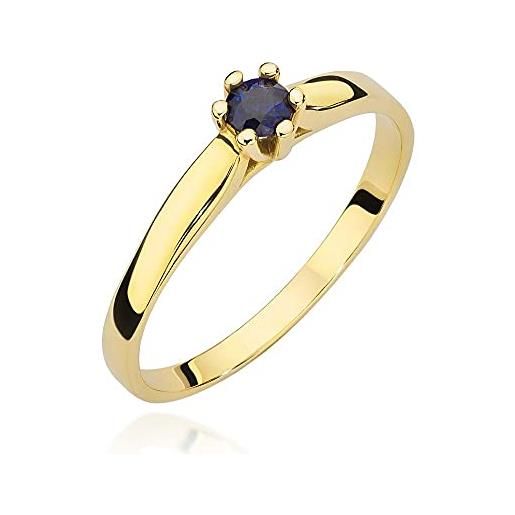 Lumari Gold anello da donna in oro giallo 585 14 carati, con zaffiro, 48 (15.3), oro 585, zaffiro, 