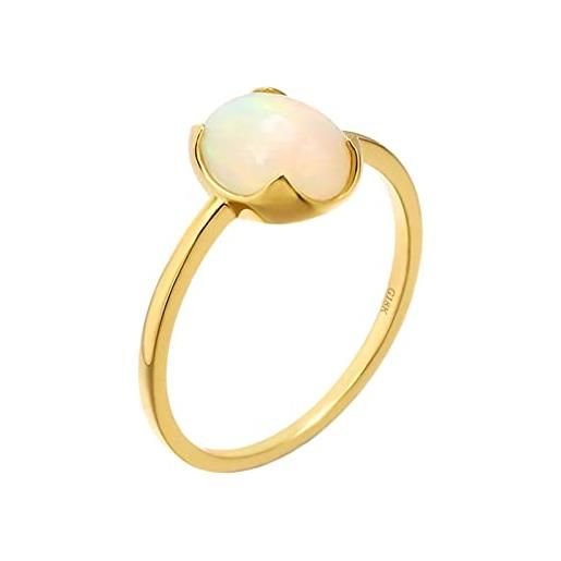 Epinki anelli fedina, anello donna oro 18k solitario opale multicolore ovale anello matrimonio misura 11