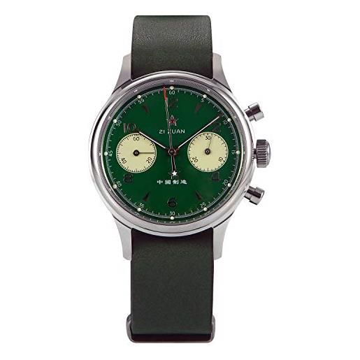 Sugess seagull st1901 panda cronografo verde zaffiro, display back, 2 cinghie 1963 bnib