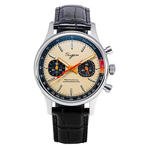 Sugess seagull Sugess st1901 panda 40mm crema v2 racing cronografo sapphire 1963 bnib b, cream