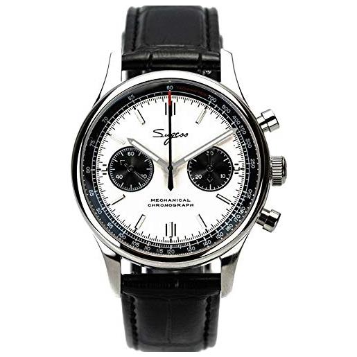 Sugess seagull Sugess st1901 panda 40 mm cronografo bianco sapphire display 2 cinghie 1963 bnib