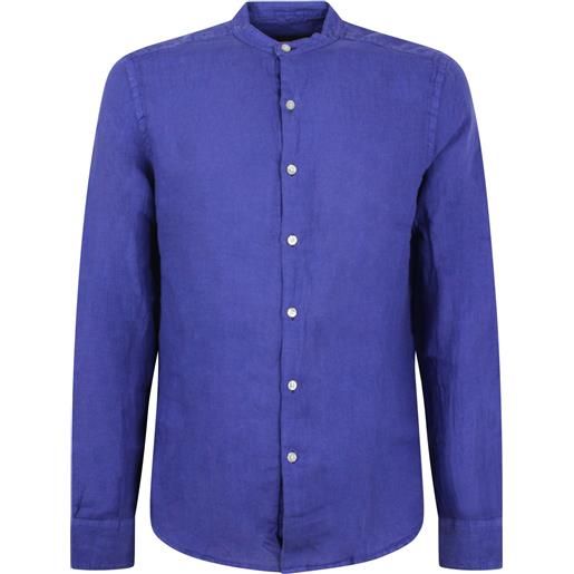 PEUTEREY camicia blu 'iberis lino 01' in lino per uomo