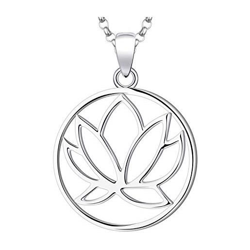 JO WISDOM collana di fiore loto yoga cuore argento 925 donna, ciondolo con catena zirconia cubica aaa