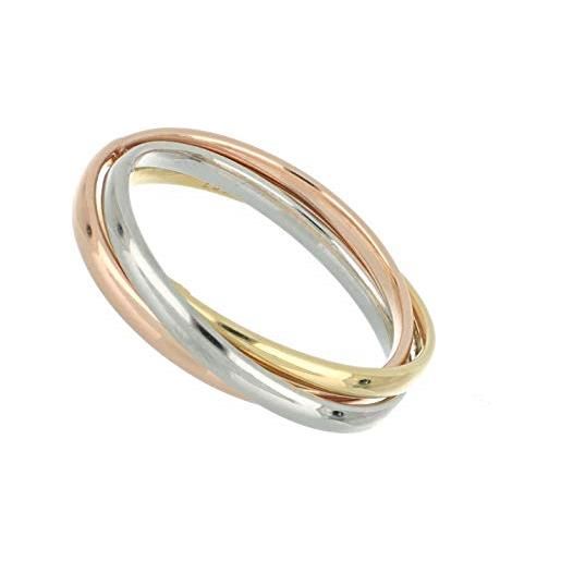 DelPia anello da donna in oro a tre colori, incrociato, tre in uno (oro bianco giallo rosa, 9)