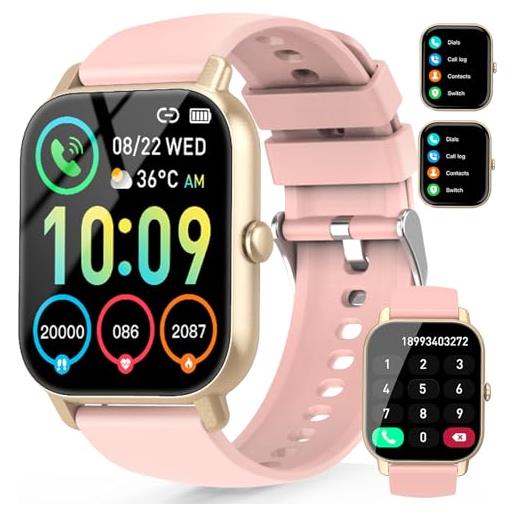 Ddidbi smartwatch donna con effettua/risposta chiamate, 1.85 orologio smartwatch, 112 modalità sportive, smart watch con monitoraggio del sonno/frequenza cardiaca per ios/android, rosa