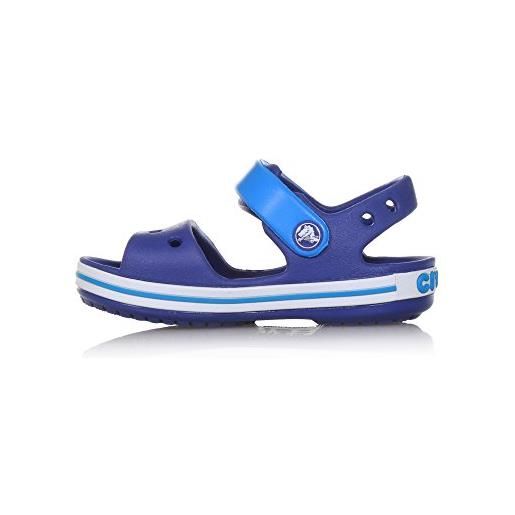 Crocs crocband sandal kids, sandali unisex per bambini, leggeri e dalla vestibilità sicura, con dettagli grigio chiaro/azzurro marino, taglia 22-23 eu
