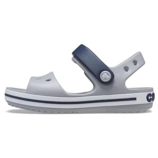 Crocs crocband sandal kids, sandali unisex per bambini, leggeri e dalla vestibilità sicura, con dettagli grigio chiaro/azzurro marino, taglia 30-31 eu