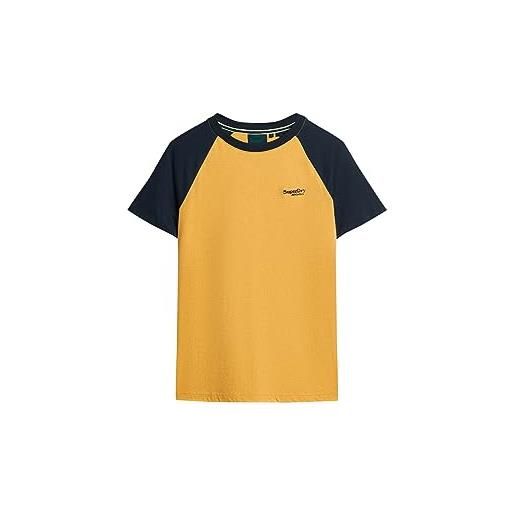 Superdry maglietta ricamata t-shirt, ochre yellow marl/eclipse navy, m uomo