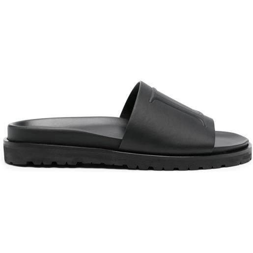 Dsquared2 sandali slides d2 con logo goffrato - nero
