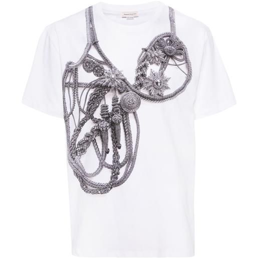 Alexander McQueen t-shirt con stampa trompe-l'œil harness - bianco