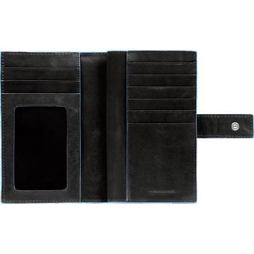 PIQUADRO blue square portafoglio donna con portamonete e porta carte di credito - nero