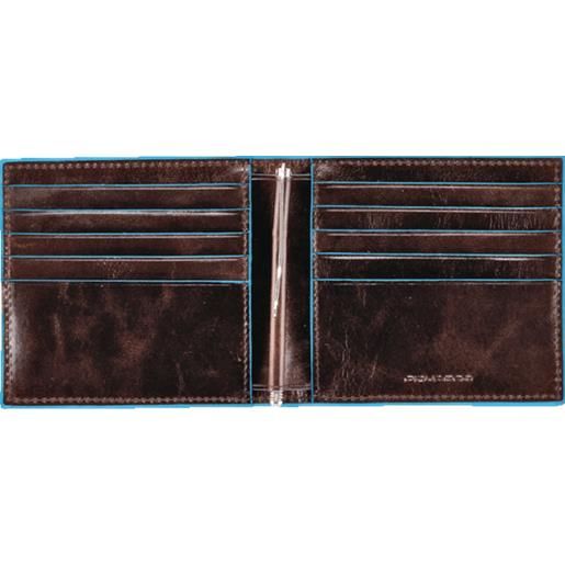 PIQUADRO blue square portafogli con molla porta dollari in pelle - mogano