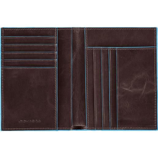 PIQUADRO blue square portafoglio uomo verticale con scomparti per banconote, carte di credito e documenti - mogano