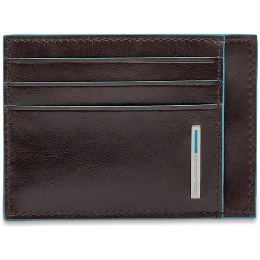 PIQUADRO blue square porta carte di credito in pelle mogano