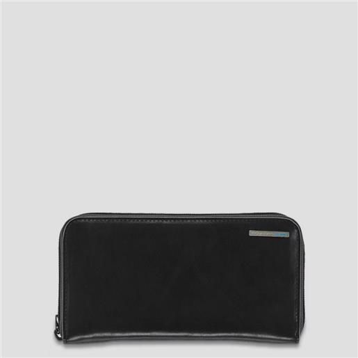 PIQUADRO portafoglio donna a quattro soffietti con zip, po blue square nero