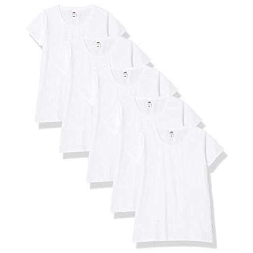 Fruit of the Loom valueweight 5 pack, t-shirt donna, bianco (white 30), xs