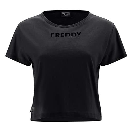 FREDDY - t-shirt cropped con stampa in rilievo mov, donna, nero, medium