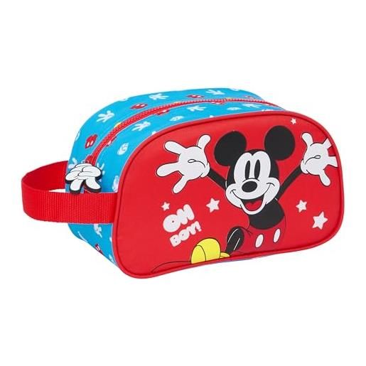 Safta mickey mouse - beauty case per bambini medio con manico, personalizzabile al carrello, facile da pulire, comodo e versatile, qualità e resistenza, 26 x 12 x 15 cm, colore: blu/rosso, blu/rosso, 