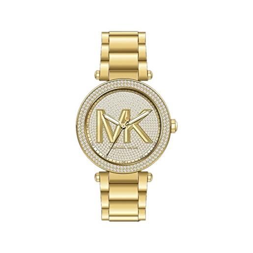 Michael Kors - orologio analogico al quarzo parker con cinturino in acciaio inossidabile color oro da donna mk7283