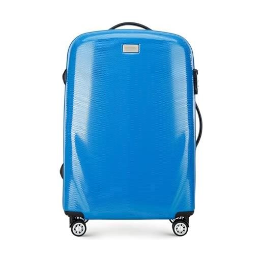 WITTCHEN pc ultra light bagagli rigidi valigia da viaggio valigia trolley valigia media in policarbonato quattro ruote doppie lucchetto tsa manico alluminio telescopico taglia m blu